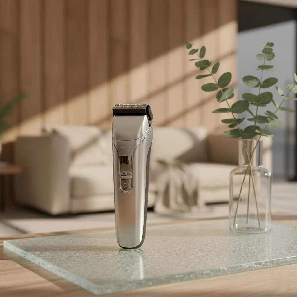 Man shaving with an electric shaver for a smooth finish