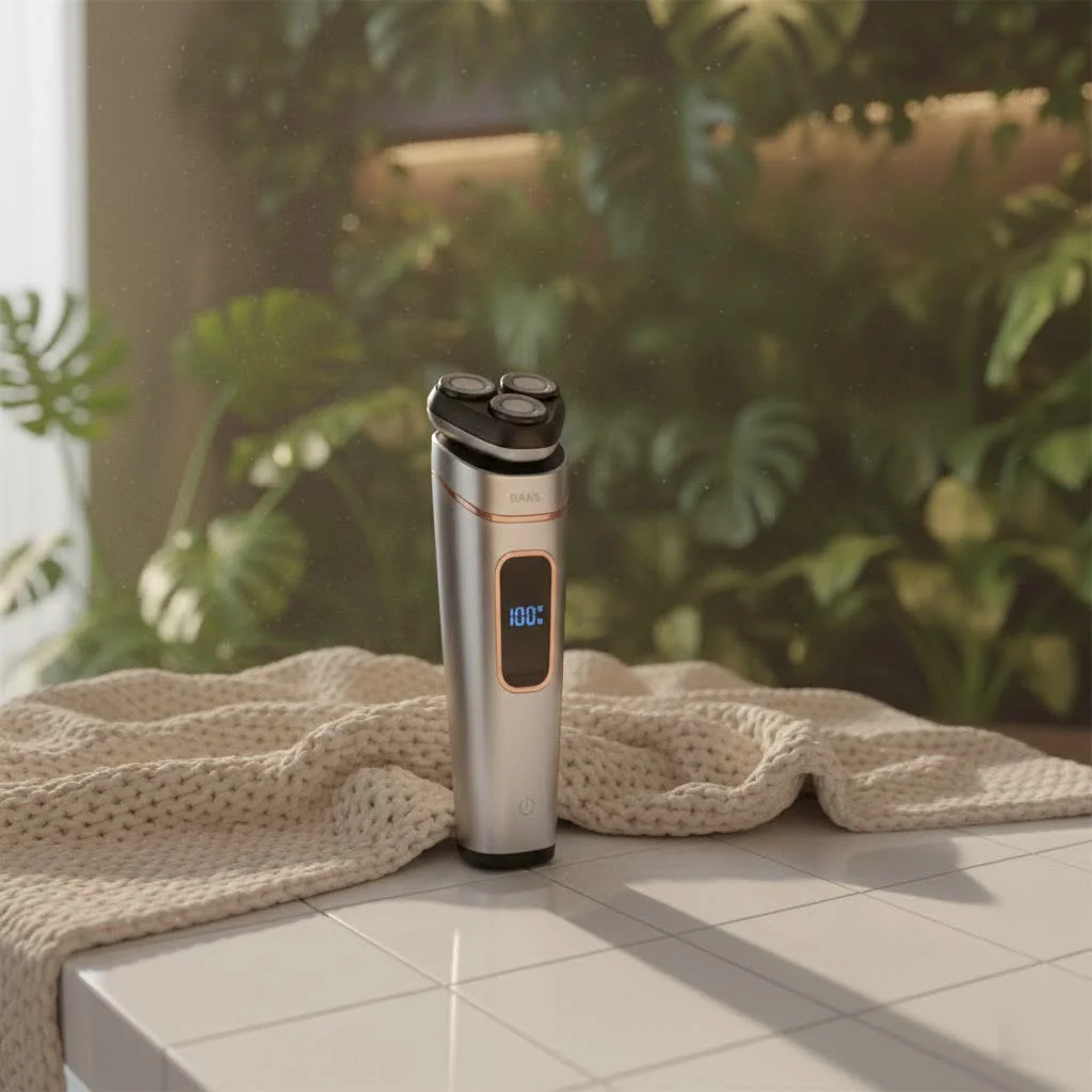 Woman using an electric bikini shaver for smooth results