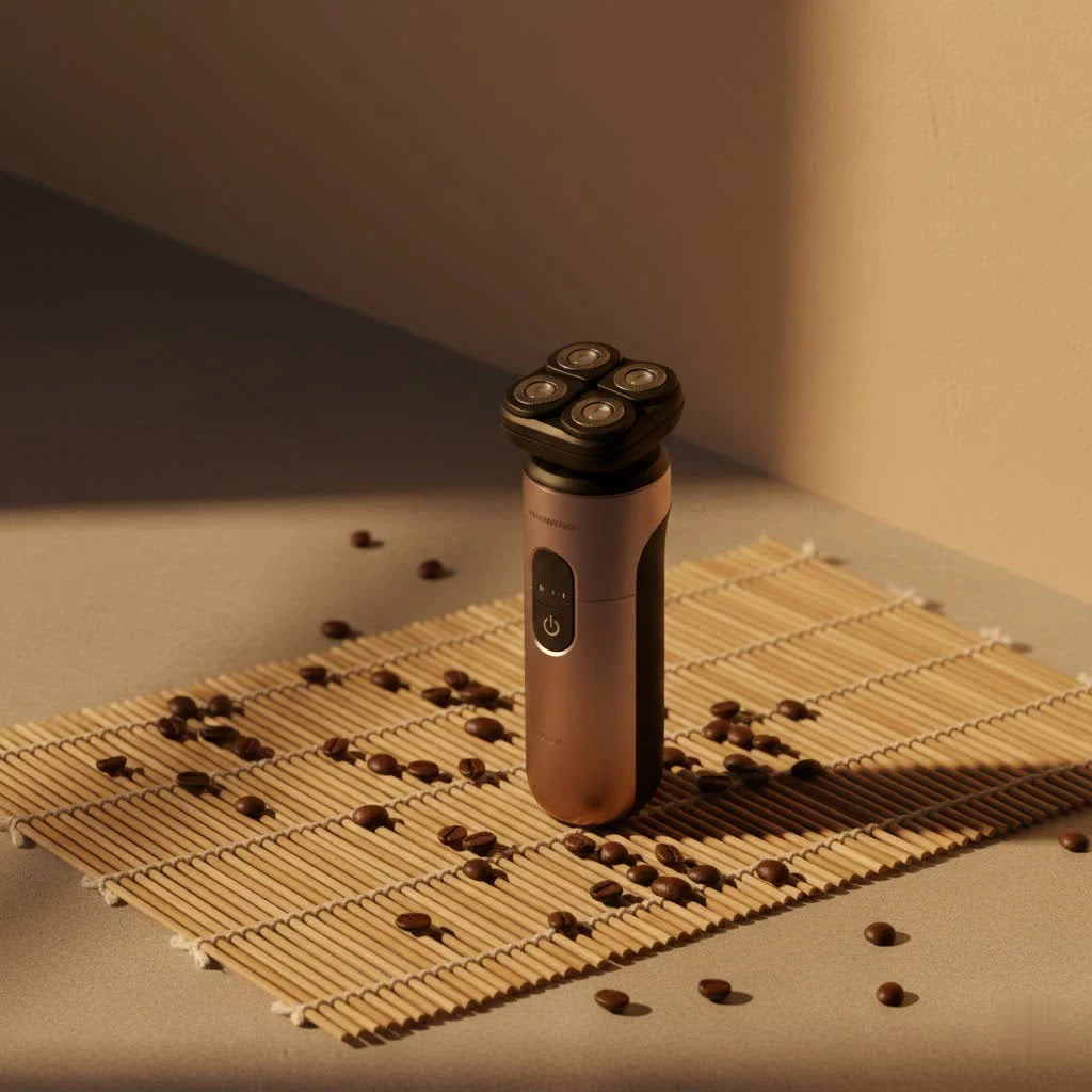 Man using an electric shaver for a close shave